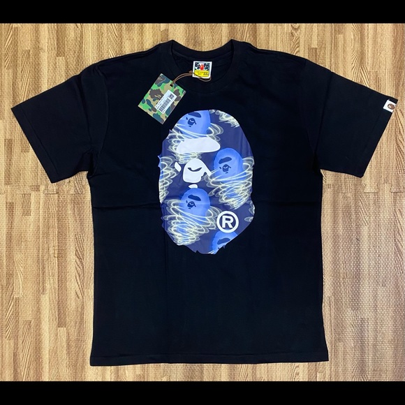 Bape | Shirts | Bape Ape Face Blue Glow Ghost Black Tee | Poshmark